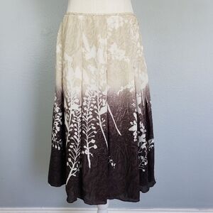 VTG LINDA ALLARD ELLEN TRACEY Ombre 100% Silk Floral Pleated Skirt Sz 8